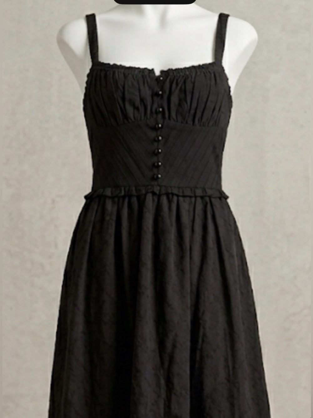 NWT Whimsigoth Commense Black Floral Midi corset top Dress Ruched Button Bodice